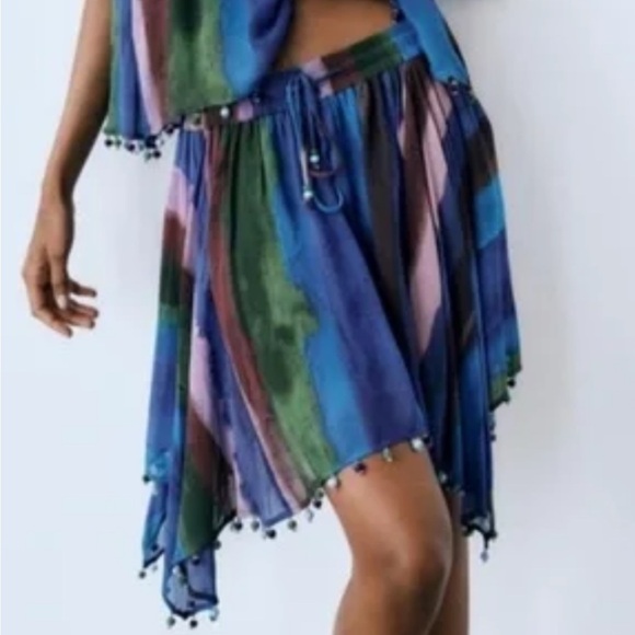 Colorful Striped Skirt with Beaded Hem - Picture 1 of 13